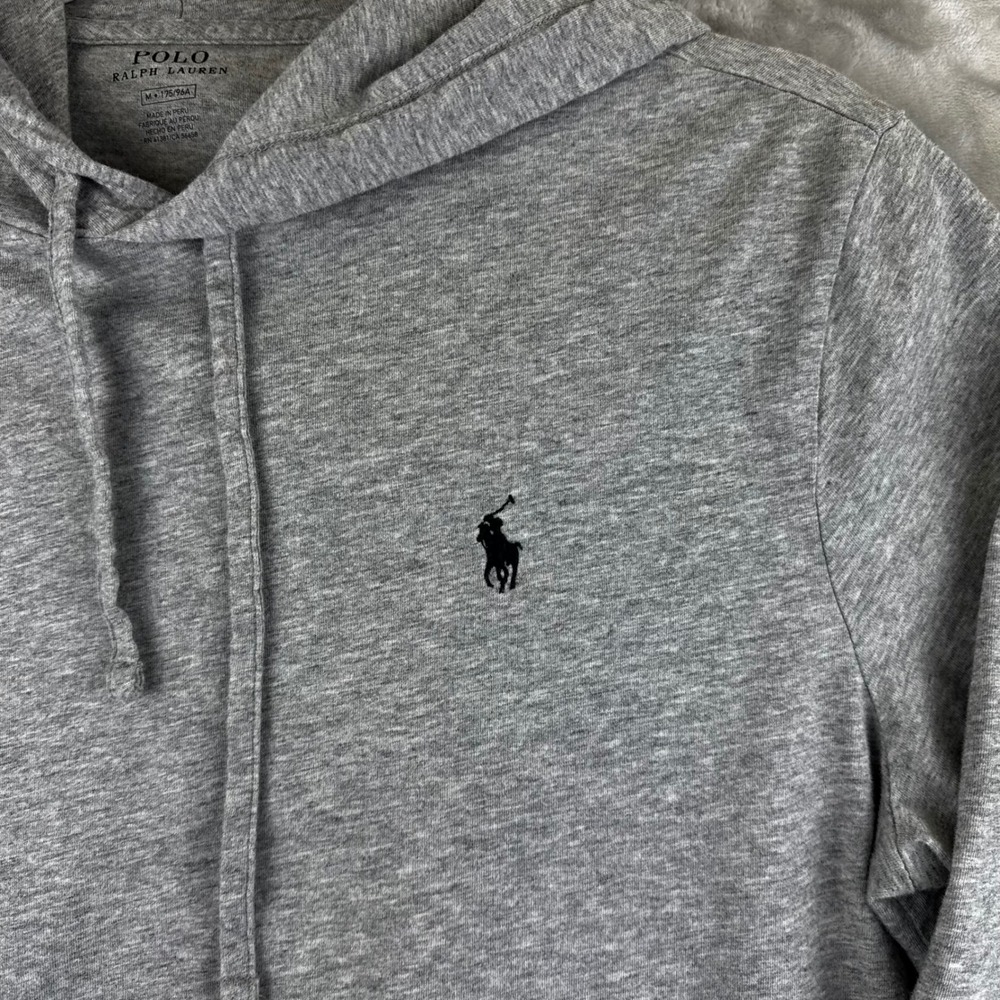 Polo Ralph Lauren Hoodie Mens Medium Gray Long Sleeve Jersey Pony Logo (1645) - Picture 3 of 8